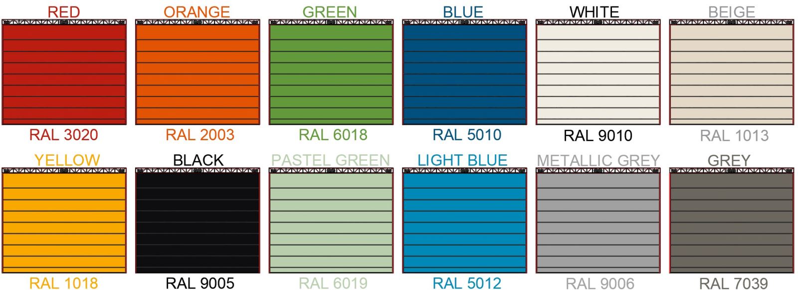 Aircraft Hangar Doors colour chart