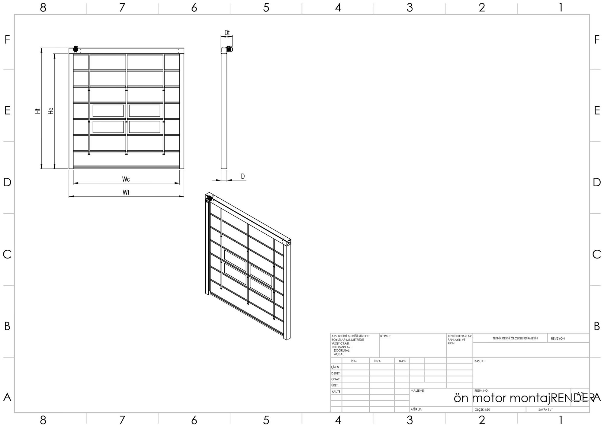 High Speed PVC Fabric Folding Doors technical drawing