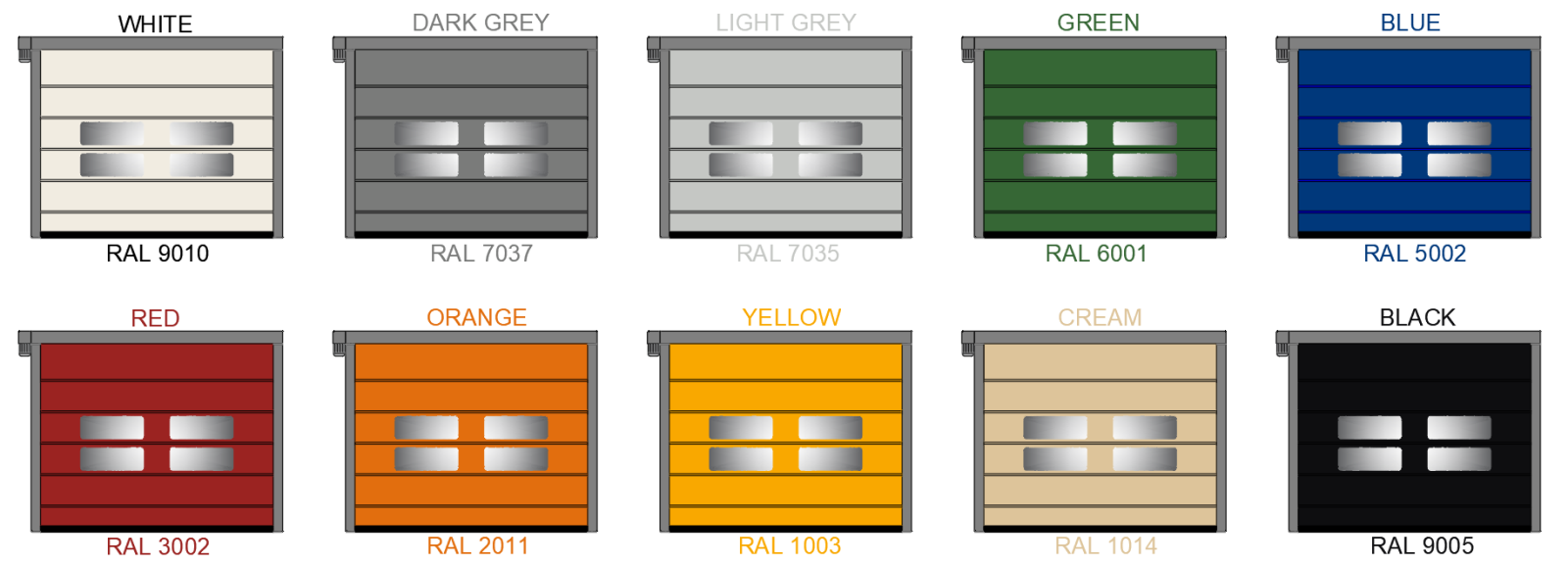 High Speed PVC Fabric Folding Doors colour chart